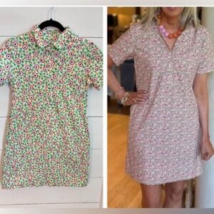 ANN MASHBURN XS Colorful floral cotton-elastin short sleeve popover midi dress